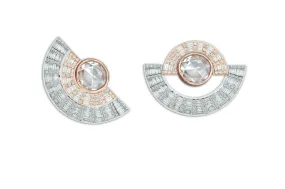 Twist Reflection Diamond Double Jacket Earrings Duo Rose Gold White Gold