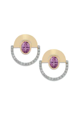 Twist Reflection Isla Oval Pink Sapphire Diamond Ear jacket Earrings