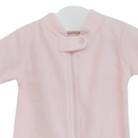 Velour Zipper Footie | Baby Girl