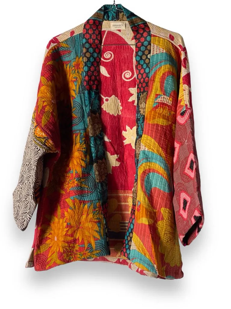 Vintage Kantha Patch Work Kimono Shrug