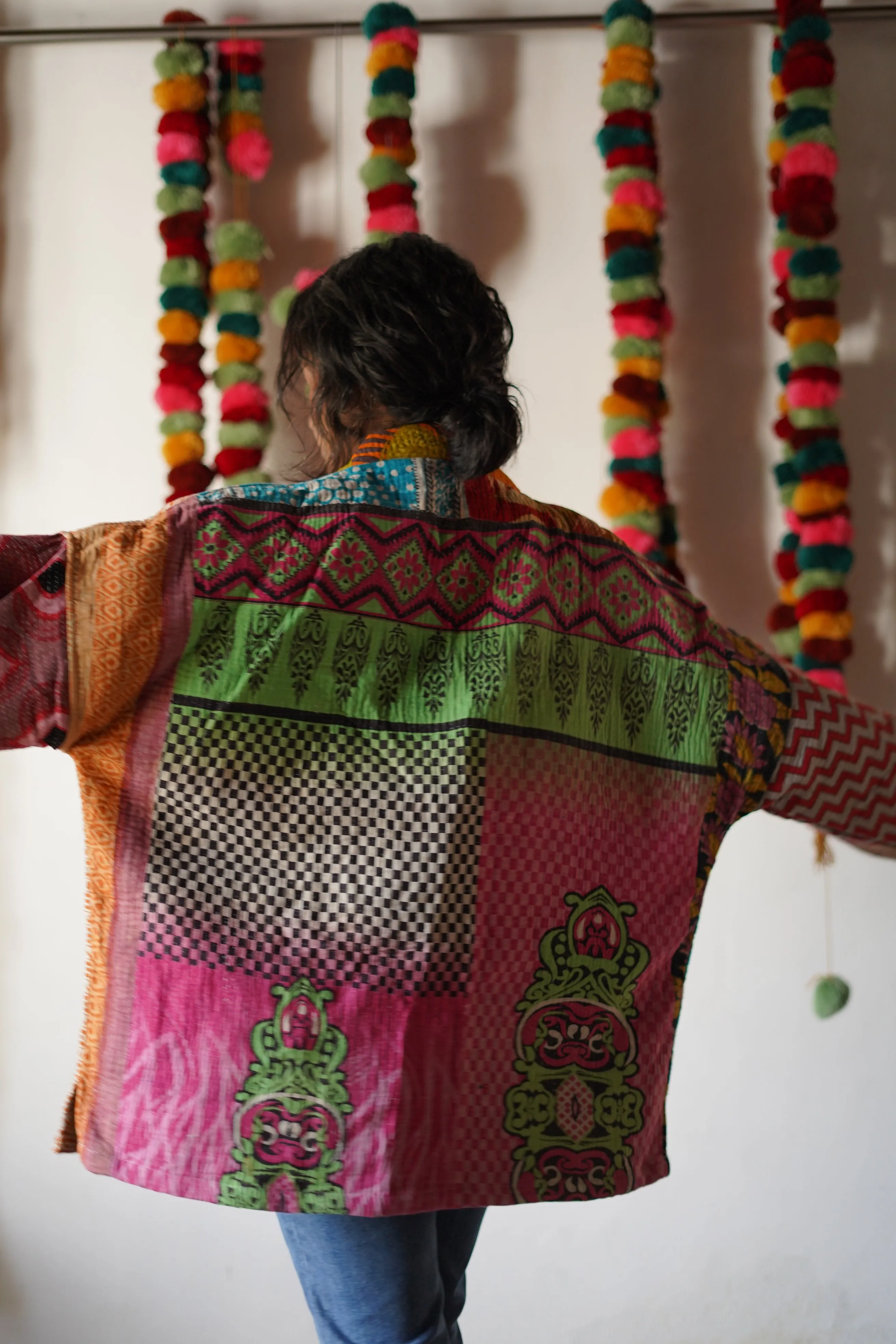 Vintage Kantha Patch Work Kimono Shrug