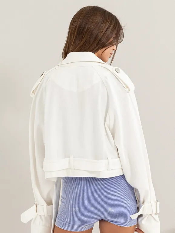 White Denim Cropped Jacket