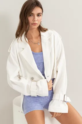 White Denim Cropped Jacket