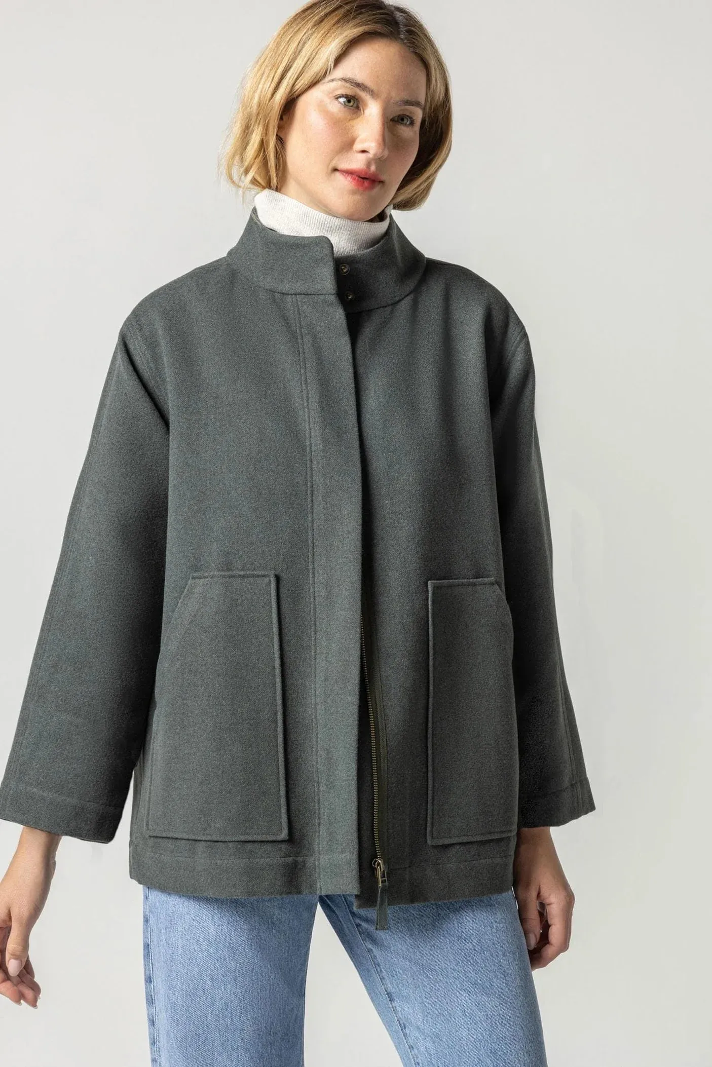 Zip Front Jacket with Pockets